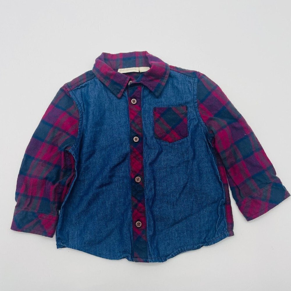 First Impressions Baby Boys 18M Denim Chambrayโ Flannel Button Down Shirt 2176